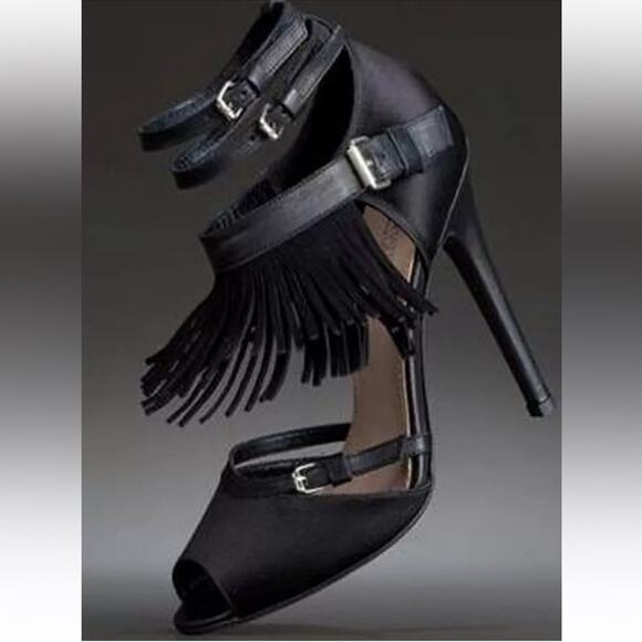 Giambattista Valli Revolve Leather Suede Fringe Ankle Strap Heels 6.5 Mobwife - Picture 2 of 15